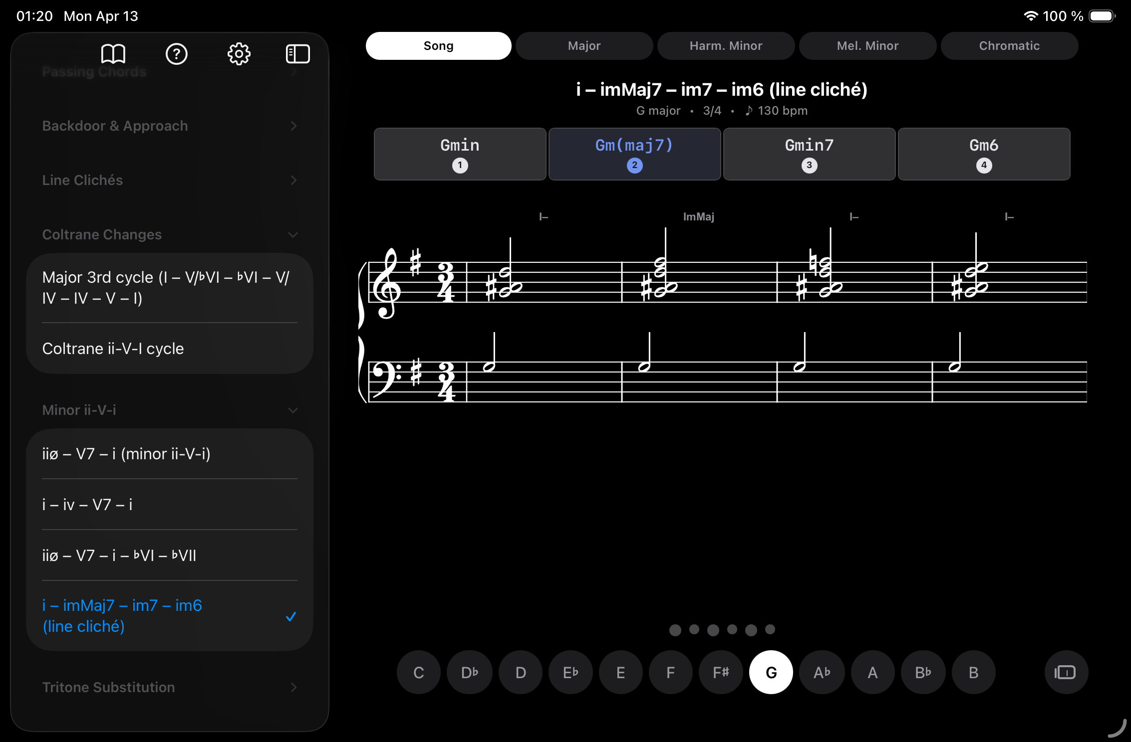 Harmonic minor presets with ties